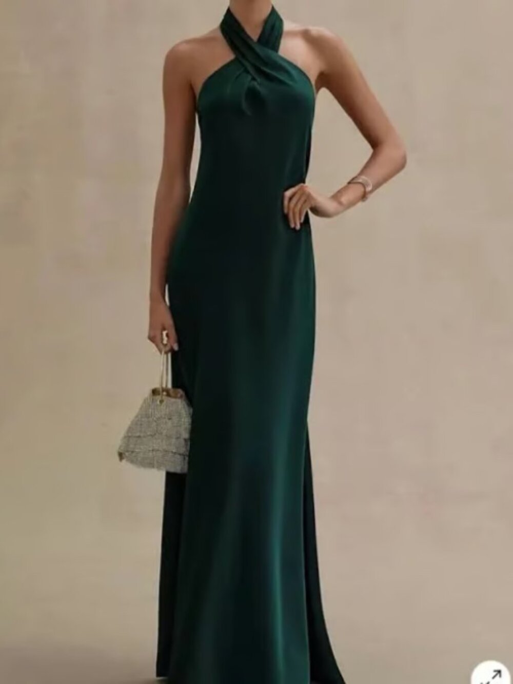 BHLDN Anthropologie; Ruby Twist Halter Gown Emerald Green; Size 0